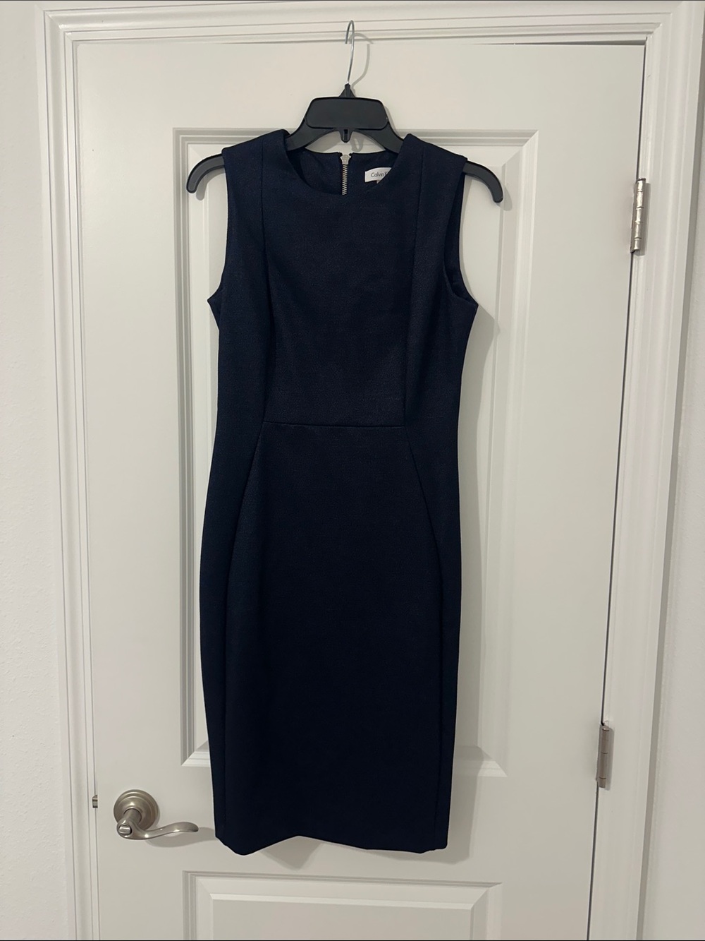 Calvin Klein Sleeveless Navy Midi Sheath Dress